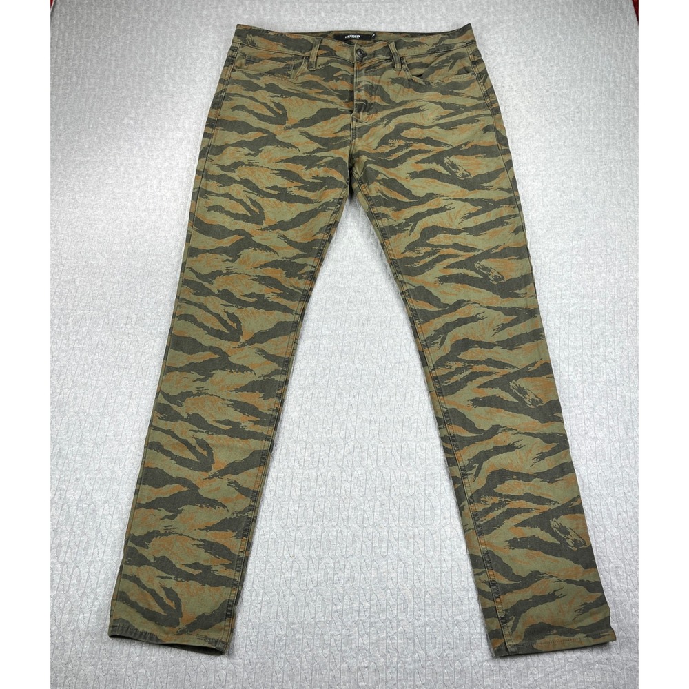 Hudson AXL Skinny Pants Mens 36x33 Green Tiger Stripe Camo Stretch military army